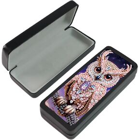 فني الماس اللوحة مربع تخزين نظارات العين ، DIY OWL Diamond Art Paint
