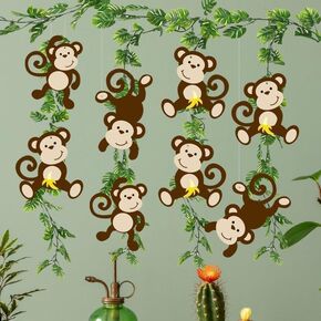30 PCS Monkey Cutouts Jungle Theme Decorations Monkey Birthday Decorations Jungle Classroom Decor Safari Classroom Decorations 12 FT Jungle Vines for Birthday Party Classroom Decorations