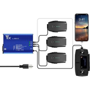 Hanatora Parallel 158W Battery Charger for DJI Mavic Pro(1st Generation),Platinum,Alpine White,5 in 1 Multi Fast Rapid Charging Hub Drone Accessories