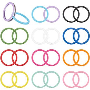 Benecreat 36 PCS 12 أنماط حلقات مفتاح حديدية مطلية ، حلقات مفاتيح معدنية مستديرة قوس قزح ، حلقات مقسمة جولة معدنية ، حلقات مفتاح مسطحة ملونة لسلاسل المفاتيح ، صنع المجوهرات ، الحبل الفني