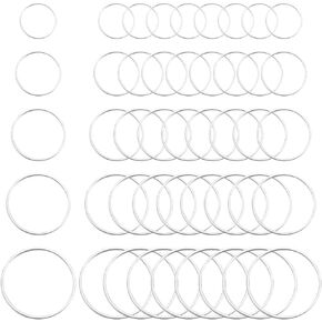1 Box 5 Styles 100pcs Silver Earring Beading Hoops Round Beading Hoops Brass Linking Earrings Beading Hoop Findings for Jewelry Making Supplies DIY Earrings Crafts Decorative Accessories