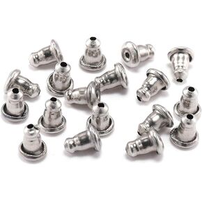 50pcs Silver Stainless Steel Earring Studs Backs Stopper Ear Plugging Earring Backs for Jewelry Making Supplies Accessories,Lightweight, Rust Proof (4.8×5.8mm) and Findings