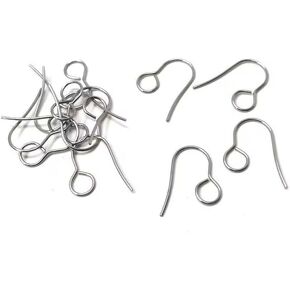 50 pcs 304 Stainless Steel Earring Hooks with Loop Hole - 19mm x 14mm - Large Loop: 6mm (Silver Tone)