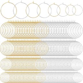 280pcs خطاف القرط لصناعة المجوهرات ، والذهب/الفضة المطلي بالمعادن مستديرة الأطواق الدائرية لصنع المجوهرات DIY ، والحرف الطينية ، ونتائج حلق للنساء (الحجم: 20 مم ، 25 مم ، 30 مم ، 35 ملم)