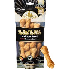 SPOT Ethical Products Fieldcrest Farms Nothin' to Hide Ultra Knotted Dog Bone Treats, Beef Flavor Rawhide Free Dog Chew Bone, Highly Digestible and Long Lasting Dog Treats, 1 Bag-12 Bones