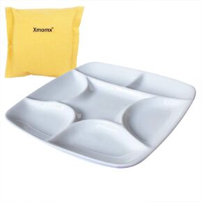 Xmomx 5.7" Diameter 7-Well Square Paint Palette Glazed Watercolor Painting Mixing Ceramic Porcelain Palette Oil Painting