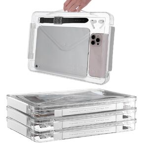 4 حزم مربع ملف Clear Portable Project Case with Honoudplish Plact Paper Storage Box Magazines Magazines Magazines Hosts File File File File File File Scrapbook Storage Photo Photours Case