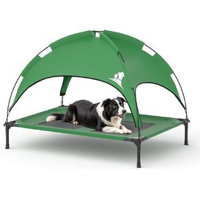 GOJOOASIS Outdoor Dog Bed with Canopy, Waterproof Outside Dog Cots Pet Bed with Removable Canopy Tent, Cat Bed Shelter, Lifted Camping Pet Bed for Medium Dogs (Grey) in Saudi Arabia