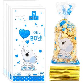 Baby Shower Treat Bags, Cute Elephant Cellophane Treat Bags, 100 PCS Pink Candy Bags, Plastic Gift Bags Cooikes Goodie Bags with Twist Ties for Baby Shower Gender Reveal Birthday Party Favor Supplies in Kuwait