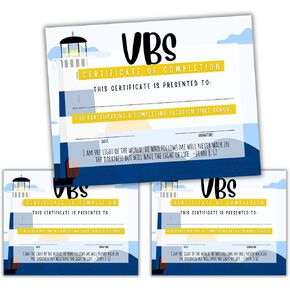 إجازة مدرسة الكتاب المقدس VBS شهادة الانتهاء جائزة | 50 PK 8.5x11