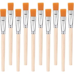 فرش الطلاء المسطحة 10 PCS 3/5 بوصة للطلاء الاكريليك فرشاة الخشب الفنان ، فرش الطلاء ، مصغرة ، فرش رقيقة ، فرش ، فرشاة ، فرشاة ، تفاصيل ، فرشاة الزيت للتفاصيل 5.5 × 3/5 بوصة