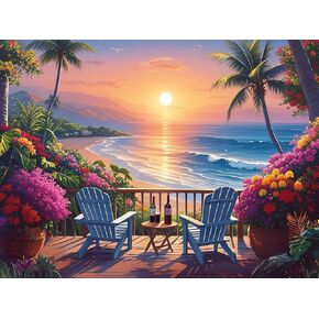 ASKKQTX BEACH SUNSET ANT ATT ATTS للبالغين ، وأطقم الطلاء من شجرة جوز الهند الماس للمبتدئين ، DIY 5D الحفر الكريستال الزهور Diamond DOTS GEM ART CRAFT Home Decor