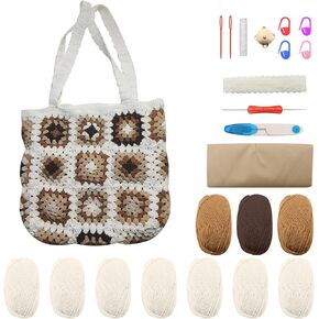 مجموعة Zynery Crochet Kit للمبتدئين مجموعات الكروشيه للحقيبة للبالغين يتعلمون مجموعات الكروشيه مع مبتدئين مع أدوات خيوط الفيديو خطوة بخطوة ، وأدوات الحياكة البالغة DIY هدايا حرفية (متعددة الألوان)