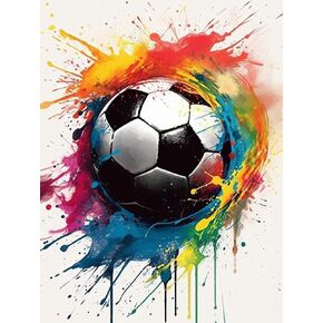 اللوحة الفنية الماسية العامة للطلاء الملون حبر كرة القدم كرة كرة قدم أسود للبالغين اللوحة الفنية الماسية من قبل أدوات الأرقام الجوهرية جدار جدار المنزل (قماش 11.8 x15.8inch)