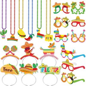 18pcs مفضلات الحفلات المكسيكية ، تفضل Cinco de Mayo بحفلات رأس Cinco Deglasse Bead Eyeglasses for Mexican Fiesta Birthday Party Decorations