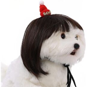 Dog Wig Pet Costumes, Small Dog Headwear for Christmas Eve Festival Party Decor, Head Wear Apparel Toy，Pet Wig-Adjustable Costume (Style 3)