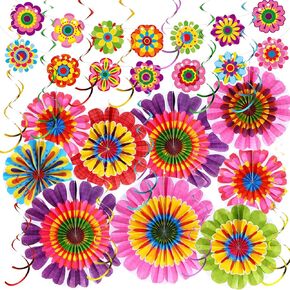 Outus 22 PCS زهرة الربيع زهرة معلقة من الورق المشجعين القاطعات النشرة الزخارف الفصول الدراسية زخارف الربيع معلقة دوامات سقوف الجدار للزهور تحت عنوان لوازم الحفلات