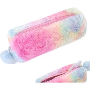 Fluffy Pencil Case, Plush Pencil Case Rainbow, Soft Pouch Colored Storage Bags, Makeup Pouch, for Daily Study Work(1Pcs)