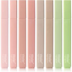 Vitoler Highlighters Assorted Colors,8pcs No Bleed Bible Chisel Tip Highlighters,Aesthetic High lighters for School Office Supplies