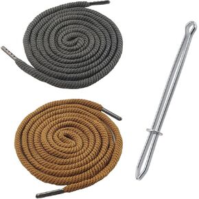 BOROLA 2Pcs 51 Inch Cotton Drawstring Cord Replacement Drawstrings for Sweatpants and Shorts, Universal Drawstring Hoodies, Premium Hoodie String Replacement, with Easy Metal Threader.(Gray+Khaki)