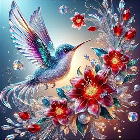 stglcr 5d hummingbird art kits للبالغين ، وأطقم الطلاء الماس زهرة DIY للمبتدئين ، مليئة بنقاط مستديرة فن الماس والحرف pefect لديكور الجدار المنزلي الحاضر 12x12 بوصة