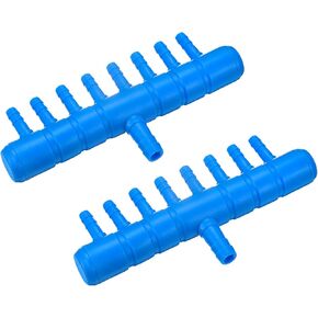 uxcell 2Pcs 8mm to 5.5mm 3 Ways Air Line Tubing Splitter Connector Fish Tank Oxygen Pipe Air Tubing Adapter for Aquarium, Blue