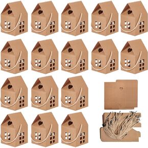Geryvtee 36 PCS House Gift Joxes 3x3x3inch Kraft Paper Candy Box Box Cardboard Acags for Wedding Christmas Birthdy Party Container (Brown)