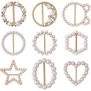 BEEFLYING 9 Pcs Alloy Rhinestone Buckles Metal Heart Shape Ring Clip Buckle for Ribbon Scarf Dress T-Shirts Shirt Tie Decor