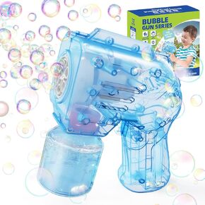 Panacare Mini Bubble Gun ، آلة الفقاعات التلقائية للأطفال ، 5000 فقاعة في الدقيقة ، سائل فقاعة/مع الضوء ، لون الهلام ، مناسب لعيد الميلاد/الحفلات/عيد الفصح ، هدية في الهواء الطلق للبنين والبنات