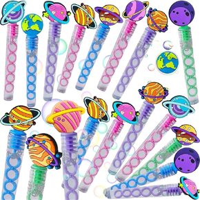 24 Packs Mini Bulk Planet Bubble Wands for School Beach Pool Theme Summer Party Supplies