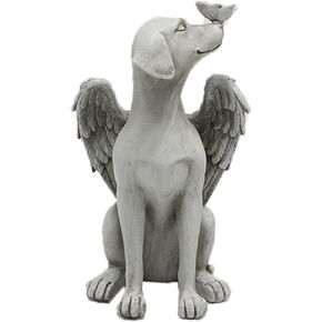 Angel Dog Memorial Statue,Pet Memorial Grave Marker Tribute Statue Garden Sleeping Dog Ornament Pet Passing Away Bereavement Presents Tribute Sculpture(Color:Grey)