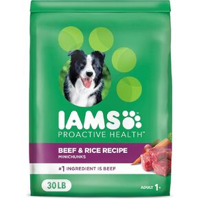 IAMS Proactive Health Adult Dry Dog Food Beef and Rice Recipe, 30 lb. Bag