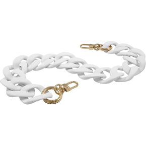 Luomorgo 1 PC حزام حقيبة يد Acrylic Pres Presh ، استبدال حزام سلسلة أكريليك بيضاء ، مقابض سلسلة محفظة قابلة للتعديل لأكياس الكتف ، محفظة القابض DIY (17.7 "الطول)