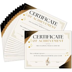 Music Achievement Certificate, 25 Pcs Certificate of Achievement for Music, Certificate of Completion for Honor Music Students, School Classroom Supplies for Kids Students, 09