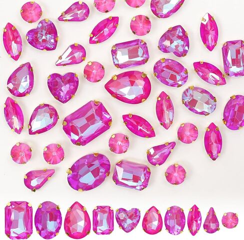 60PCS Sew on Rhinestone Mixed Shapes Glass Rhinestones for Crafts Sew on Crystal Gems Flatback with Gold Claw for DIY Jewelry Making Costumes, Clothes, Garment, Shoes Mocha Emerald in Saudi Arabia