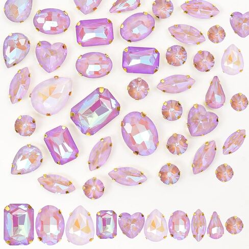 60PCS Sew on Rhinestone Mixed Shapes Glass Rhinestones for Crafts Sew on Crystal Gems Flatback with Gold Claw for DIY Jewelry Making Costumes, Clothes, Garment, Shoes Mocha Emerald in Saudi Arabia