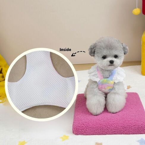 Breathable Dog Dress with Lace Trim & D-Rings, Stylish Outfit for Small Dogs, Cats, Yorkies & Chihuahuas, Elegant Pet Dress, Puppy Dresses for Girls(Yellow,XXL) in Kuwait