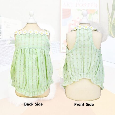 Yellow Dog Dress – Breathable Summer Pet Outfit with Elastic Waist & White Flower Design, Cute Dog & Cat Clothes for Small, Medium & Large Dogs(Yellow,M) in Saudi Arabia
