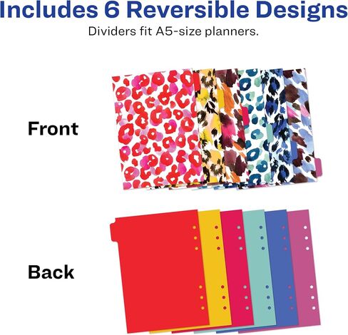 Avery Planner Dividers for A5 Planners, 6-Tab Set, Pastel Animal Print Design, 1 Set (25454) in Saudi Arabia