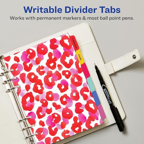 Avery Planner Dividers for A5 Planners, 6-Tab Set, Pastel Animal Print Design, 1 Set (25454) in Saudi Arabia