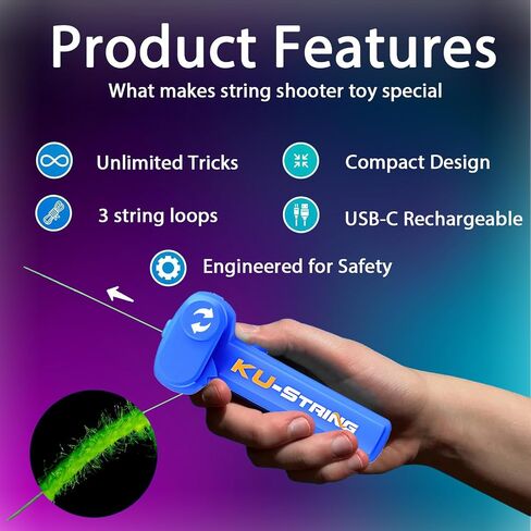 Revolutionary Blue String Rope Launcher Loop Fidget Toy - Defy Gravity and Boost Imagination for Kids and Adults (Deep Blue) in Saudi Arabia