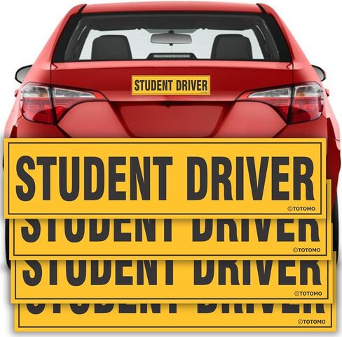 TOTOMO Student Driver Sticker for Car- Large 12x3 Adhesive Reflective Vehicle Safety Sign Window Cling for New Rookie Learner Drivers Removable Bumper Sticker Please Be Patient (2 Pack) in Kuwait