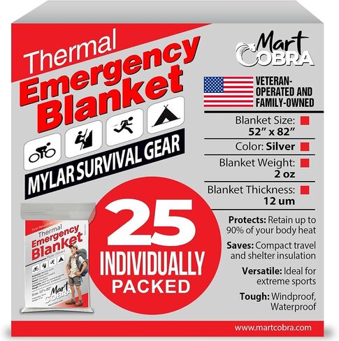 Emergency Blanket Mylar Thermal Space Survival Gear & Supplies 4-Pack Foil | Cold Weather Power Outage Camping Car Winter Storm Heat Reflective Hiking Backpacking Essentials First Aid Marathon Prepper in Kuwait