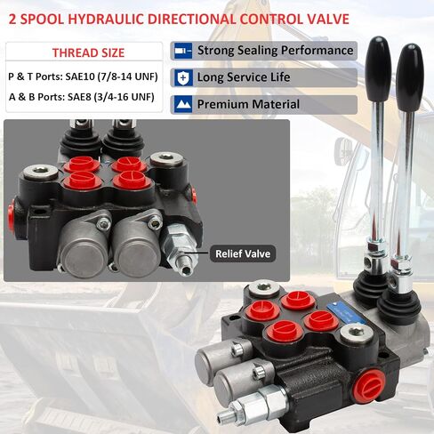 Hydraulic Control Valve with Joystick, 1 Spool 11GPM Hydraulic Directional Valve for Log Splitters, Tractors Loaders Black in Saudi Arabia