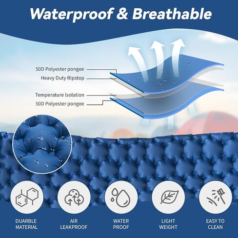 HiiPeak Sleeping Pad for Camping- Ultralight Inflatable Sleeping Mat with Built-in Foot Pump & Pillow, Upgraded Compact Camping Air Mattress for Camping, Backpacking, Hiking in Saudi Arabia