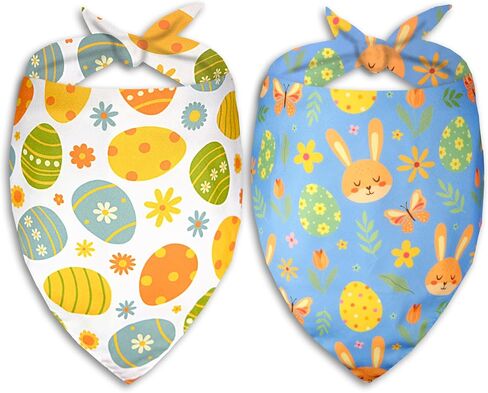 2 Pack Easter Dog Cat Bandana Holiday Bunny and Carrot Bandana for Spring and Easter Celebrations for Small Medium and Large Dogs in Saudi Arabia