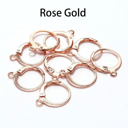 20pcs فولاذية الصلب الرافعة الفرنسية aring arks السلك الأسلاك الأسواق الأقراط مع حلقة مفتوحة للرجال نساء من أجل مصنع المجوهرات DIY (14 × 12 مم) (الذهب الوردي) in Kuwait