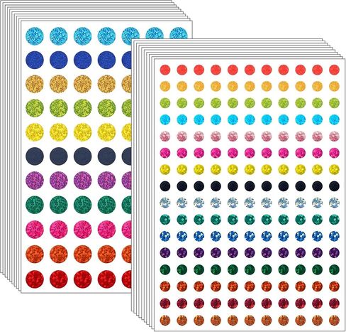60 ورقة 7950 قطعة صغيرة ملصق ملصقات ملصقات ملصقات ملونة صغيرة ، 1/4 "و 2/5" ملصقات DOT DOT لطلاب المكاتب المنزلية (ملونة) in Kuwait