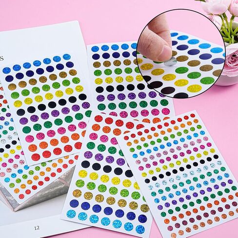 60 ورقة 7950 قطعة صغيرة ملصق ملصقات ملصقات ملصقات ملونة صغيرة ، 1/4 "و 2/5" ملصقات DOT DOT لطلاب المكاتب المنزلية (ملونة) in Kuwait