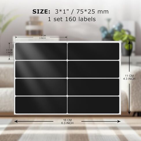 Black Labels 3 × 1 Inch Vinyl Rectangle Assorted Removable Color Coding Stickers Self-Adhesive Waterproof Colored Name Tags for Home Office Inventory 160 PCS in Kuwait